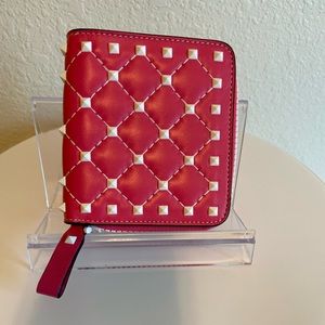 Valentino Garavani Like New Rockstud Free Spike Hot Pink Leather Wallet